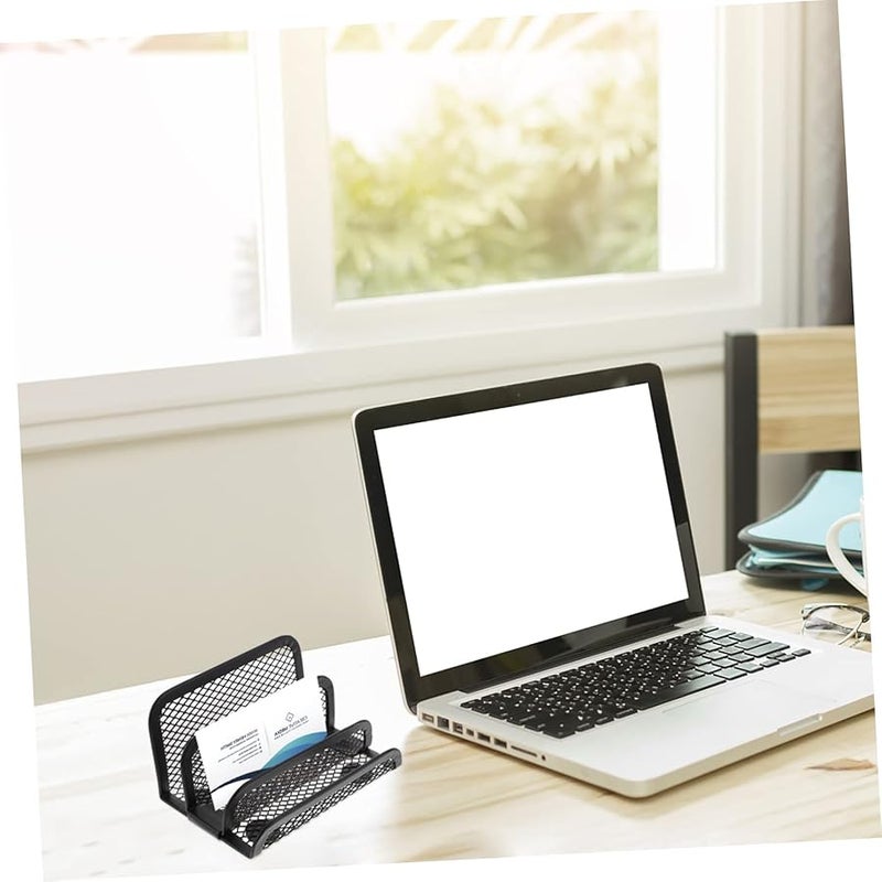 Metal Business Card Holder Stand Set 2 Piece Adjustable Desk Organizer - Image 2